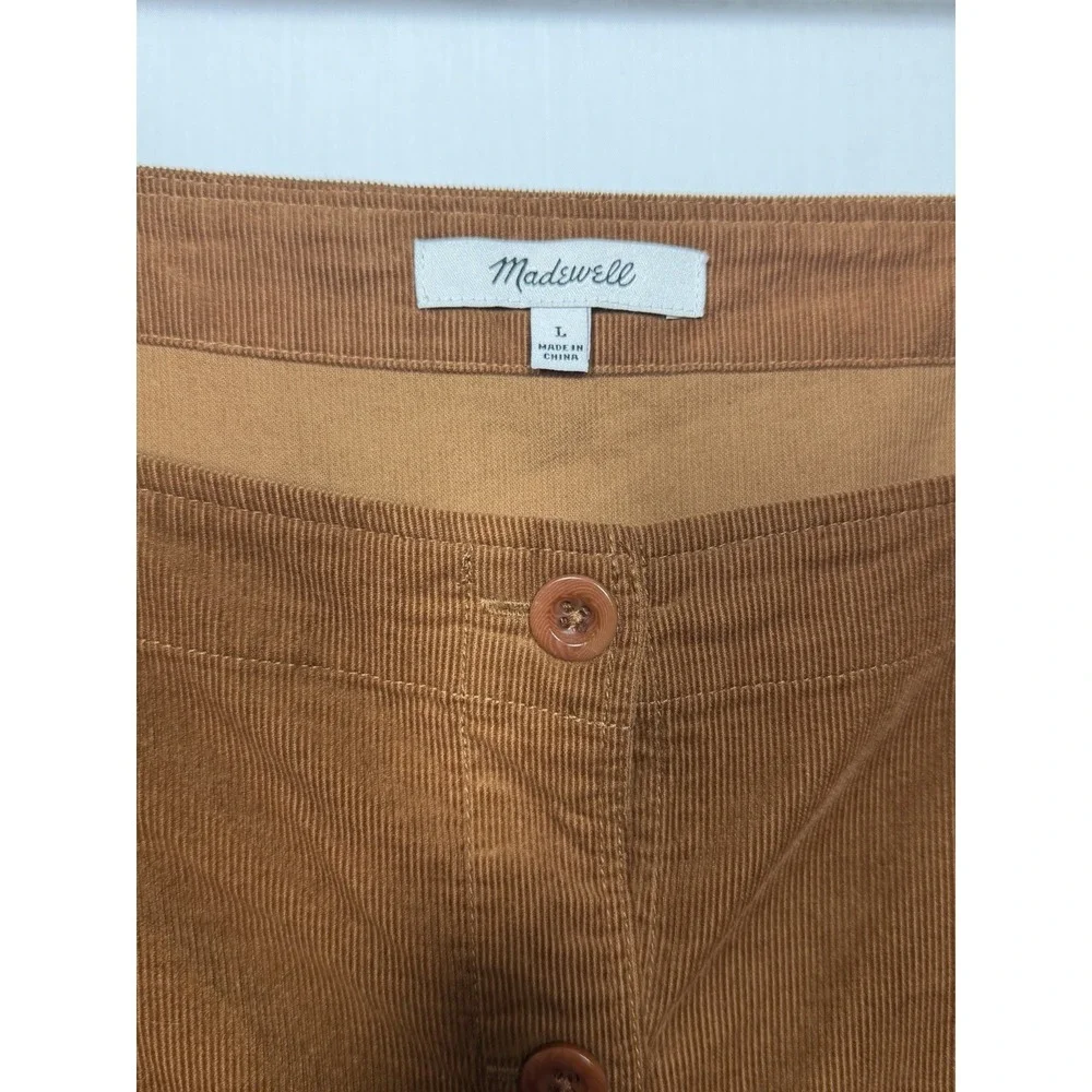 Madewell Corduroy Eyelet Embroidered Tie Sleeve Blouse Brown L Cottagecore